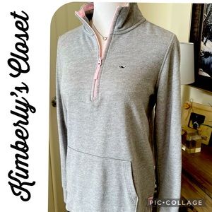 ❤️VINEYARD VINES❤️ Gray/Pink Quarter Zip